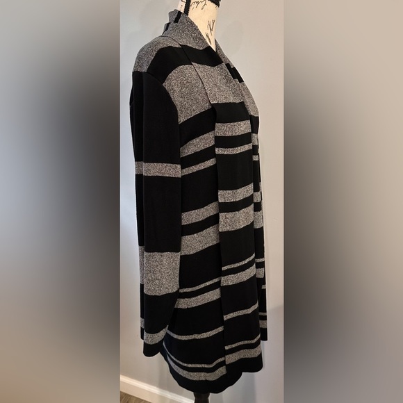 🧶 🧶 Calvin Klein Black and Grey Open Cardigan Sweater – Size XL - Picture 4 of 8